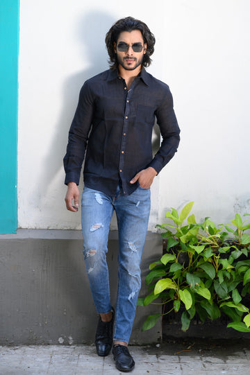 Black Cotton Men's Shirt - NamegStore